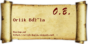 Orlik Béla névjegykártya